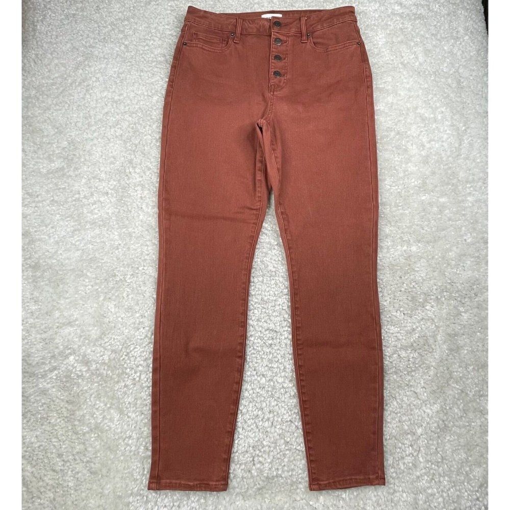 Pistola Arianna High Rise Button Fly Skinny Jean Burnt Orange